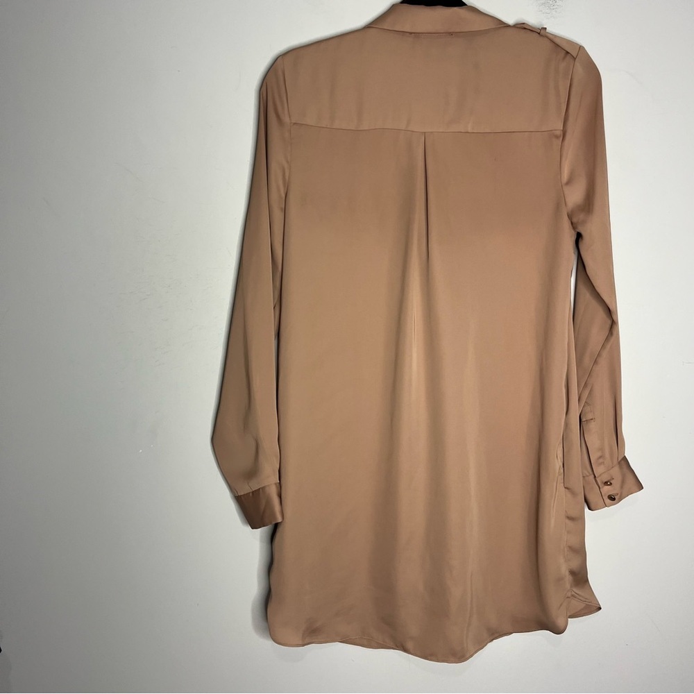 L’Academie Cadet Blazer Buttoned Long Sleeve Mini Dress in Brown Satin, size S - Picture 10 of 15